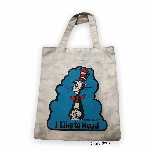 Vintage Dr. Seuss Cat in the Hat I Like To Read Mini Tote Bag - Picture 1 of 13